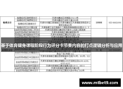 基于体育健身课程阶段行为评分卡节奏内容的打点逻辑分析与应用